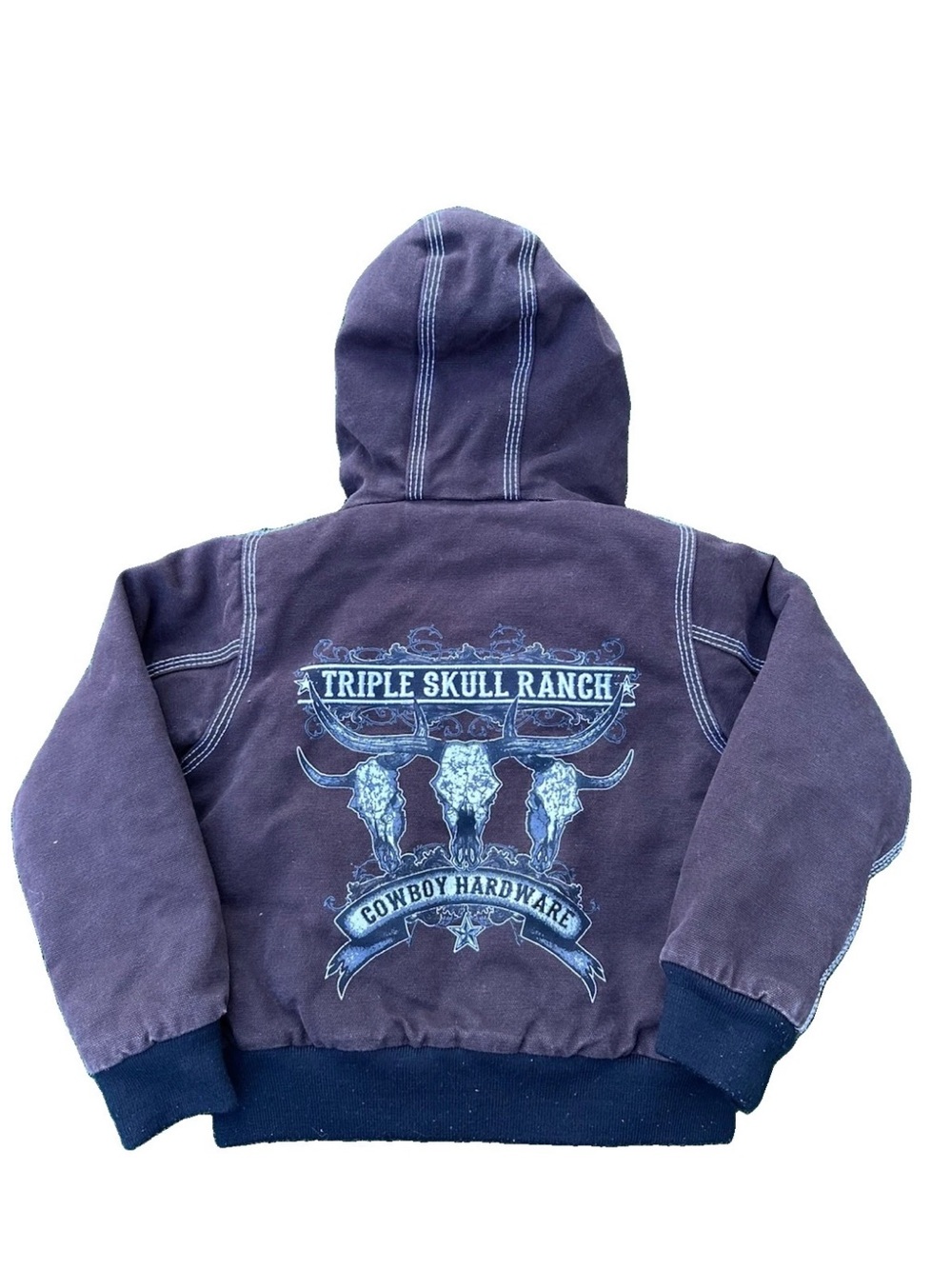 Vintage Cowboy Hardware full-zip canvas jacket Embroidered “Tripla Skull Ranch”